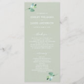 Programme Chic Script Eucalyptus Foliage Mariage vert (Devant)