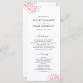 Programme Chic Script Floral Rose Rose Mariage simple (Devant / Derrière)