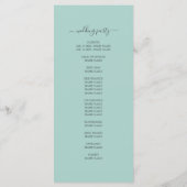 Programme Chic Script Pastel Bleu Simple Minimal Mariage (Dos)