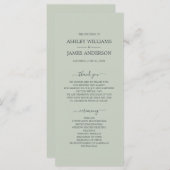 Programme Chic Script Pastel Vert Simple Minimal Mariage (Devant / Derrière)