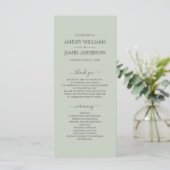 Programme Chic Script Pastel Vert Simple Minimal Mariage (Debout devant)