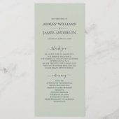 Programme Chic Script Pastel Vert Simple Minimal Mariage (Devant)