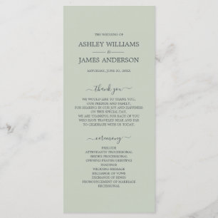 Programme Chic Script Pastel Vert Simple Minimal Mariage