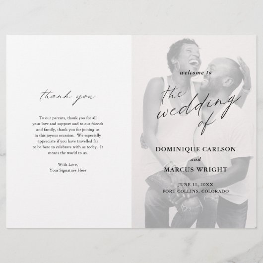 Programme Chic Simple Élégant Photo Budget Wedding (Devant)