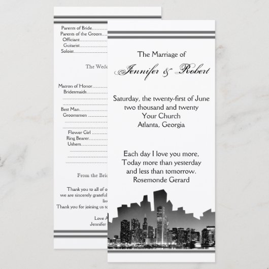 Programme Chicago Destination Wedding Program (Devant / Derrière)