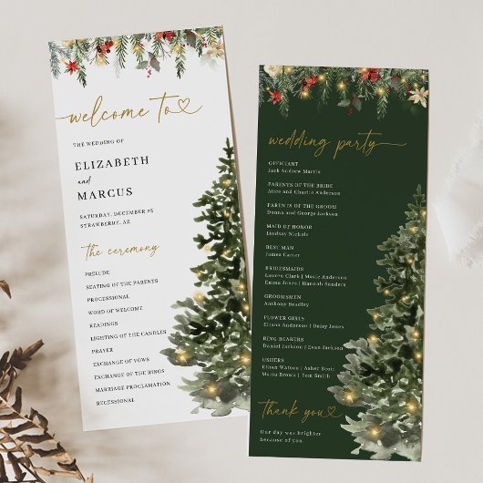 Programme Christmas Tree Lights Pine Winter Wedding Program