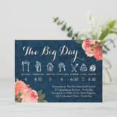 Programme Chronologie de mariage aux pivoines corail et bleu (Debout devant)