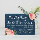 Programme Chronologie de mariage aux pivoines corail et bleu (Debout devant)