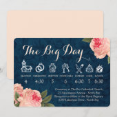 Programme Chronologie de mariage aux pivoines corail et mari (Devant / Derrière)