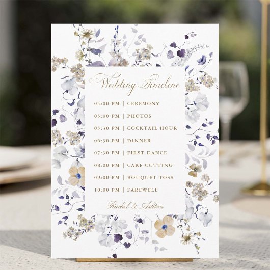 Programme Chronologie de mariage florale romantique violet o