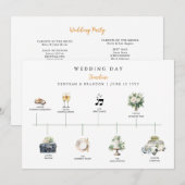 Programme Chronologie de mariage illustrée à l'aquarelle (Devant / Derrière)