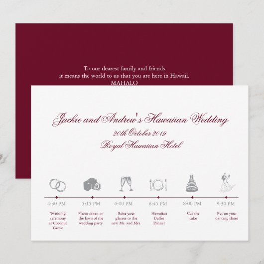 Programme Chronologie du plan de réception de mariage (Devant / Derrière)