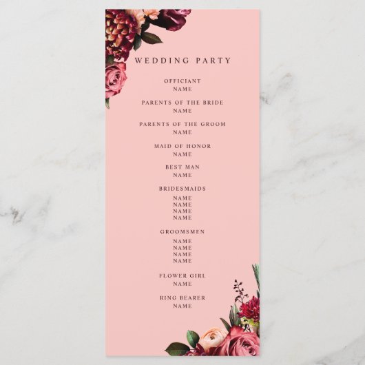 Programme Chrysanthème romantique sur Gossamer Pink (Dos)