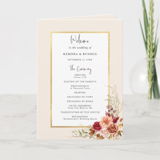 Programme Chute dorée Terracotta Floral (Devant)