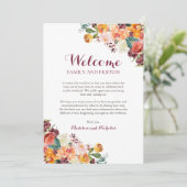 Programme Chute Fleur Mariage Hotel Welcome Cartes, Orange (Debout devant)
