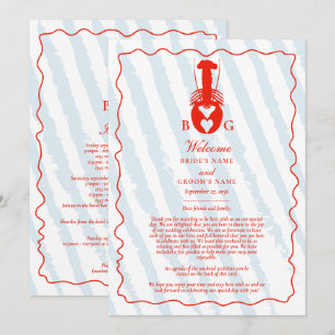 Programme Circuit de mariage Rayures bleues du cœur de homar