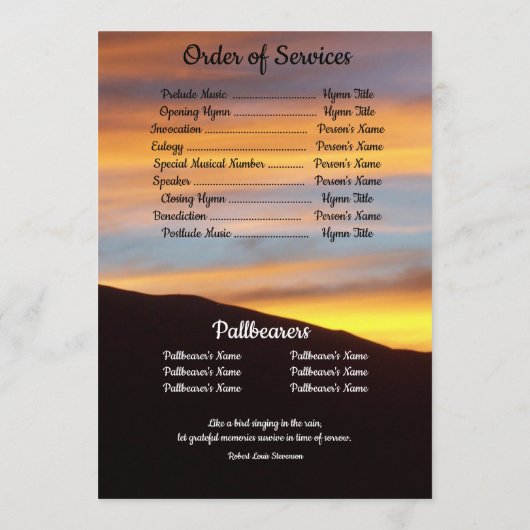 Programme Citation Photo Orange Sunset Arrière - plan Funera (Dos)