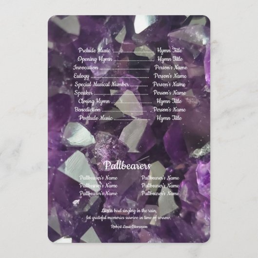 Programme Citation Photo Purple Amethyst Crystals (Dos)