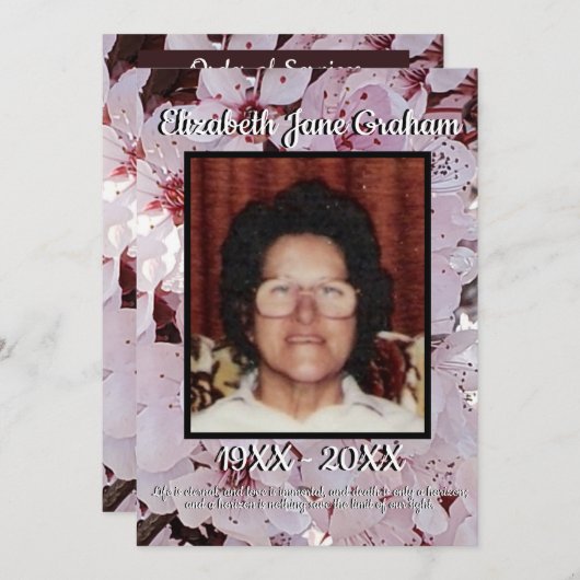 Programme Citer Photo Plum Blossoms Funérailles Arrière - pl (Devant / Derrière)