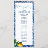 Programme Citron Bleu Carrelage Blanc Élégant Mariage (Dos)