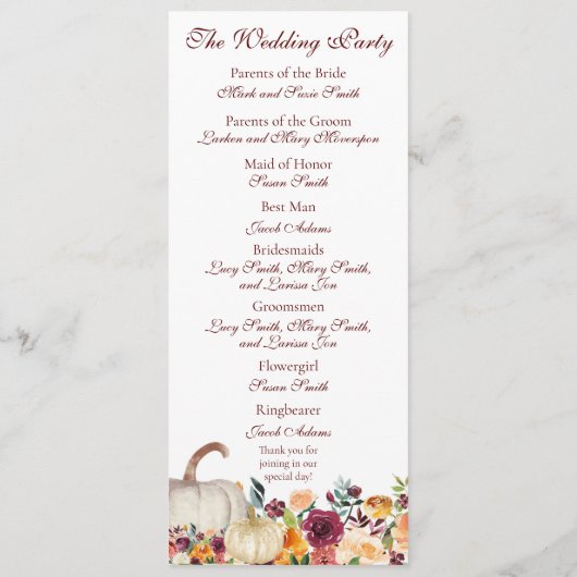 Programme Citrouille d'or de Bourgogne automne Mariage d'aut (Dos)