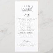 Programme Classic black and white monogram wedding program (Dos)