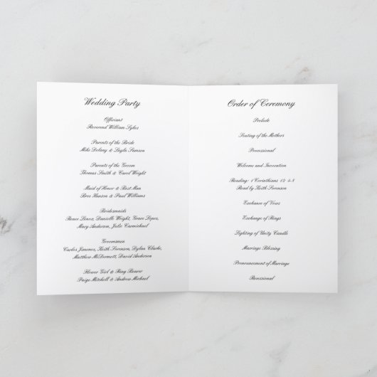 Programme Classic Black and White Timeless Wedding (Intérieur)