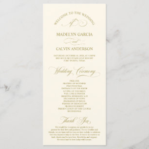 Programme Classic Elegance Gold Script, Cérémonie Mariage