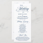 Programme Classic Elegance Marine Bleu Script Mariage cérémo (Devant / Derrière)
