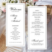 Programme Classic elegant calligraphy black white wedding