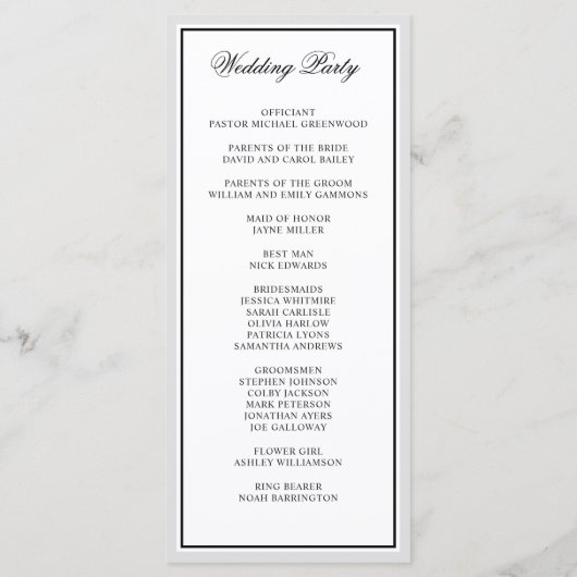 Programme Classic Elegant Calligraphy Script Mariage (Dos)