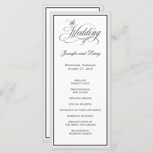 Programme Classic Elegant Calligraphy Script Mariage (Devant / Derrière)