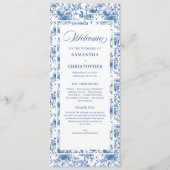 Programme Classic French Blue Roses Toile Wedding Program (Devant)