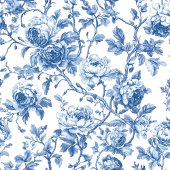 Programme Classic French Blue Roses Toile Wedding Program