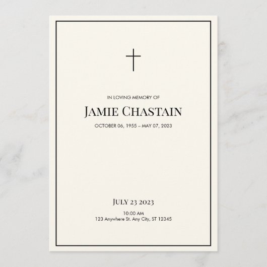 Programme Classic In Loving Memory Funeral Ordre de service (Devant)