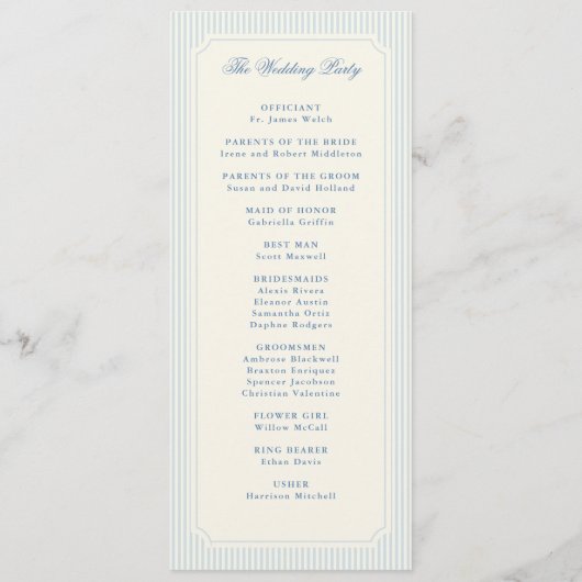 Programme Classic Light Blue Stripes Wedding (Dos)