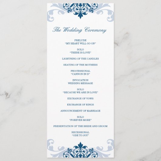 Programme Classic Navy Blue élégant Ironwork Détails Mariage (Dos)