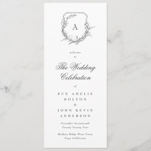 Programme classique botanique monogramme mariage crête (Dos)