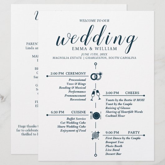 Programme classique de mariage chronologique (Devant / Derrière)