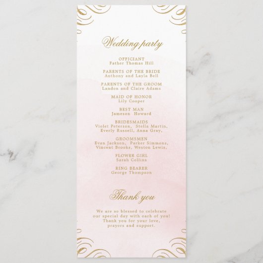 Programme classique de mariage de calligraphie ros (Dos)