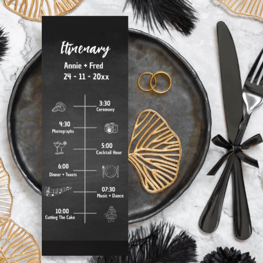 Programme classique de mariage de script Carte pla