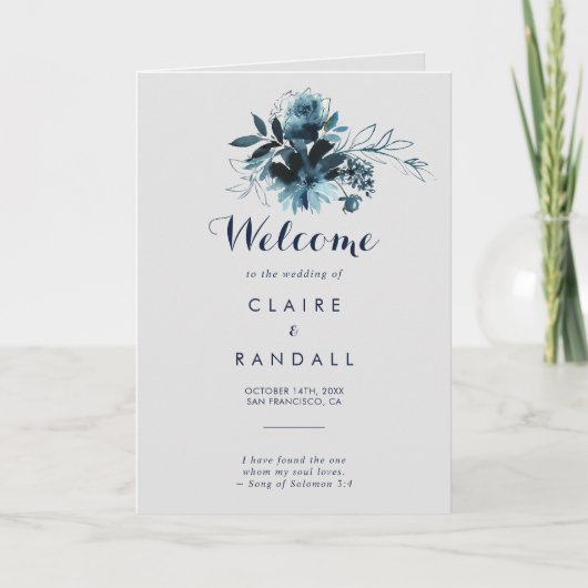 Programme classique de mariage floral aquarelle (Devant)