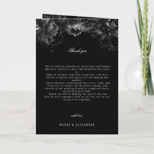 Programme classique de Mariage noir gothique plié (Dos)