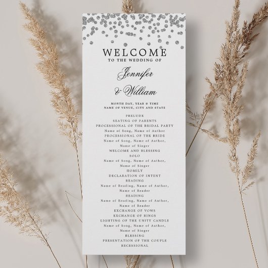Programme Classique de mariage Script Confetti Arg