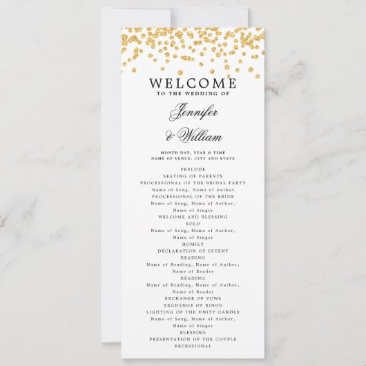 Programme Classique de mariage Script Confetti Gol (Devant)