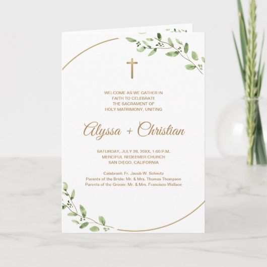 Programme Clegant Catholic Wedding Program With Readings  (Devant)