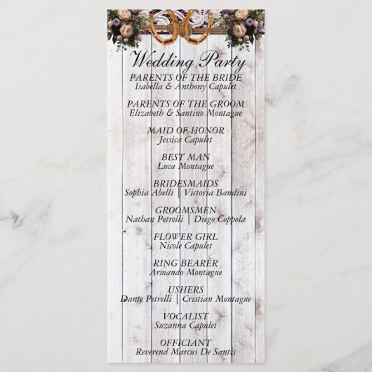 Programme Clés de fer à cheval, ruban et dentelle - Mariage (Dos)