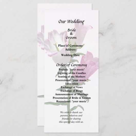 Programme Cloches de Canterbury roses (Devant / Derrière)