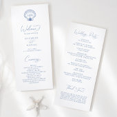 Programme Coastal Blue Beach Shell Monogram Wedding