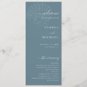 Programme Coastal Blue Nautical Hand Drawn Seashell Wedding (Devant)